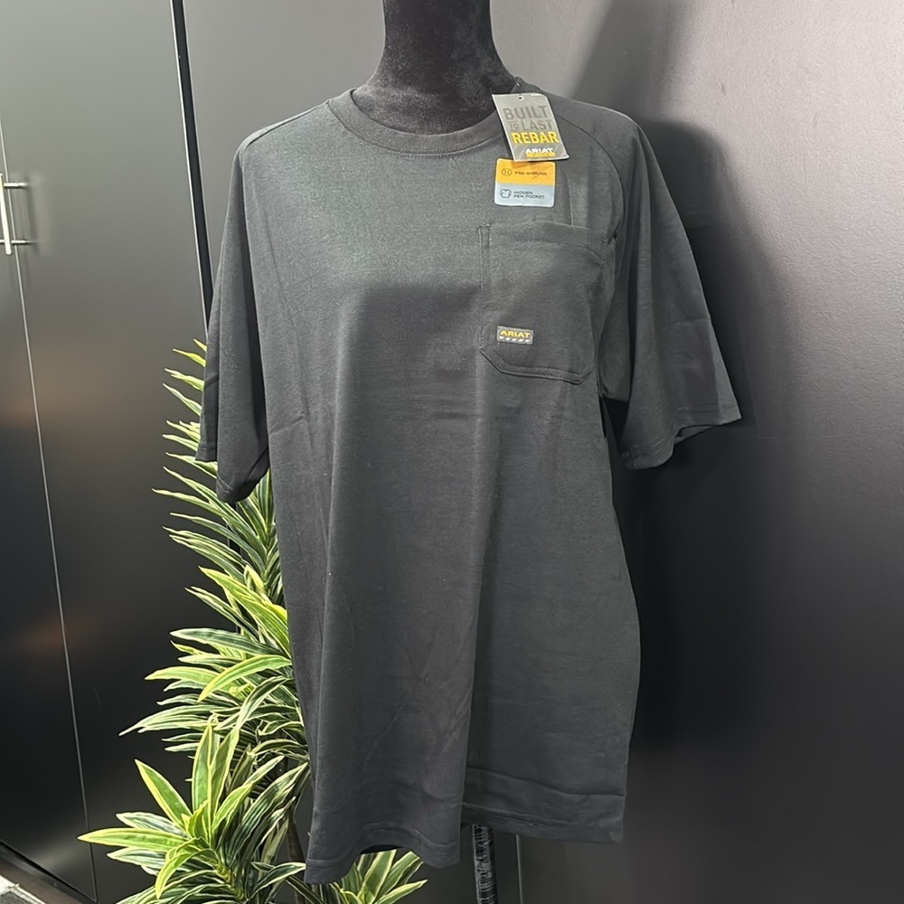 Ariat  Cotton Strong Pre-shrunk,pocket, hidden pen slot,tagless,crew neck